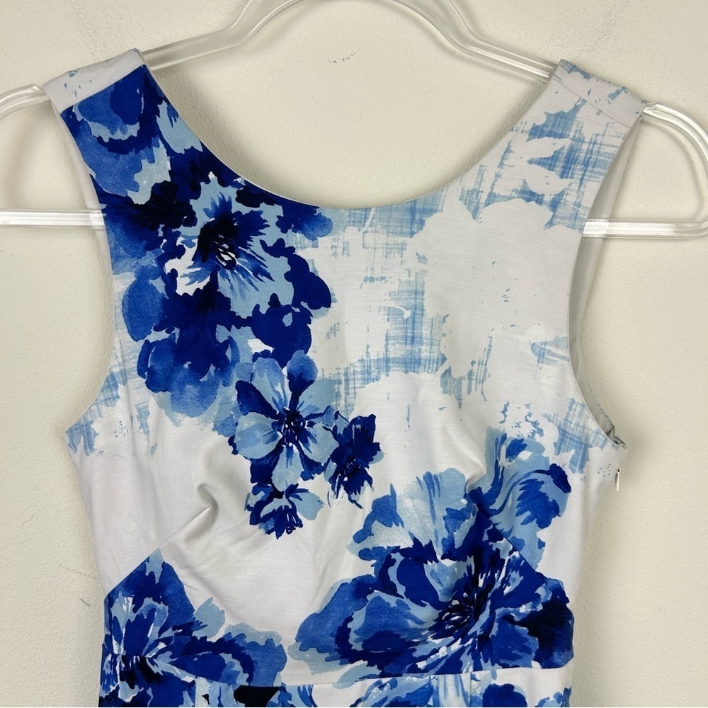 Maeve by Anthropologie Vanda Sheath dress blue floral midi style size: 2 - Picture 5 of 15